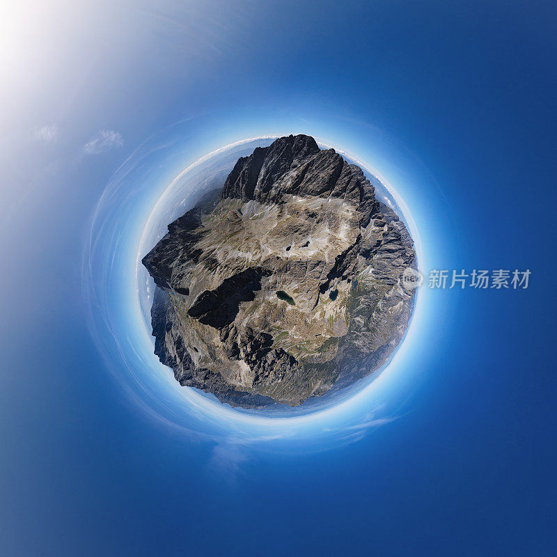 小行星航空全景Gerlachov峰(Gerlachovsky stit)和高塔特拉斯山从Polsky Hreben pass，斯洛伐克